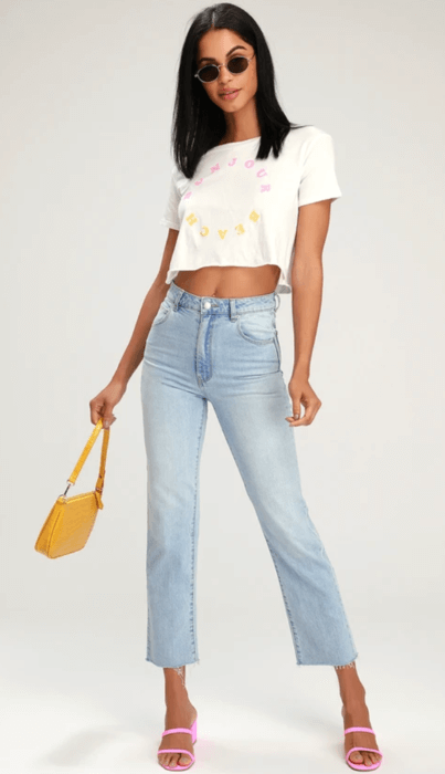mom jeans with a crop top